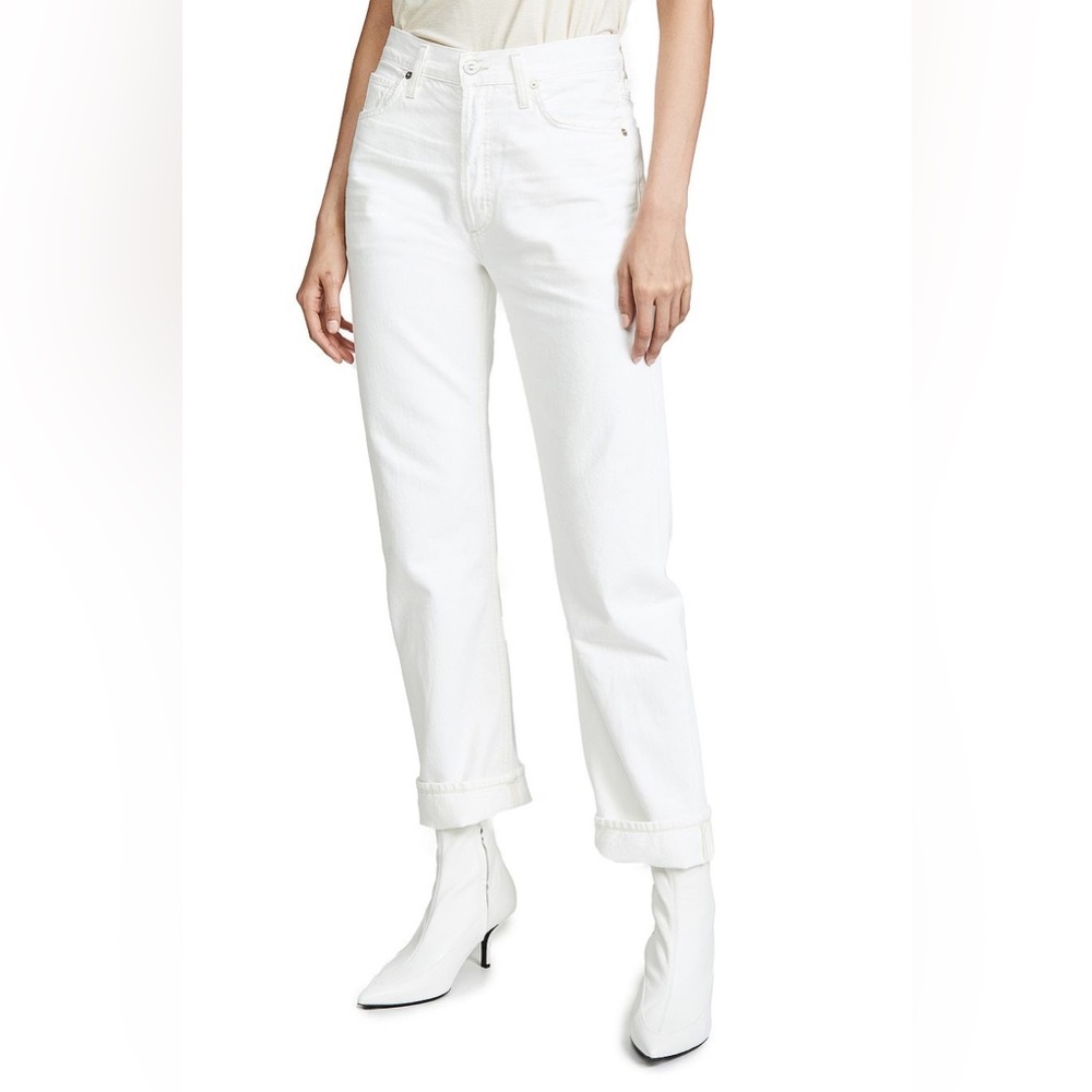 (White) Citizens of Humanity “Reese” - Cuffed Straight Leg Jeans